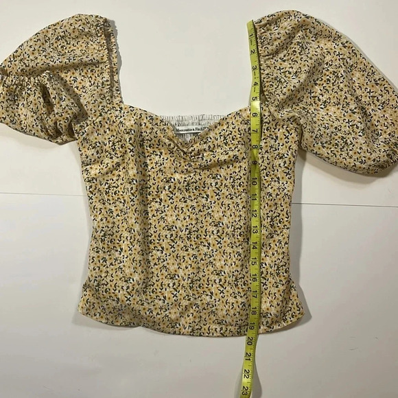 Abercrombie & Fitch Yellow Daisy Puff Sleeve Sweetheart Top Women's Size Small - Picture 4 of 7